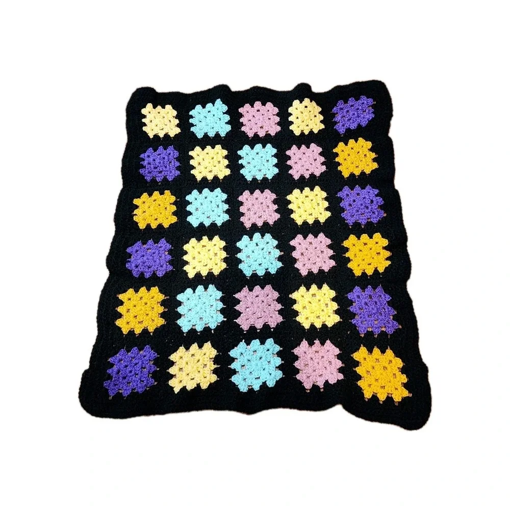 Granny Square Handmade Crochet Afghan‎ Mini Baby Blanket Throw Crafters Piece